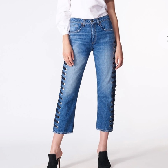 Veronica Beard Denim - Veronica Beard Ines Girlfriend Style Lace Up Jeans